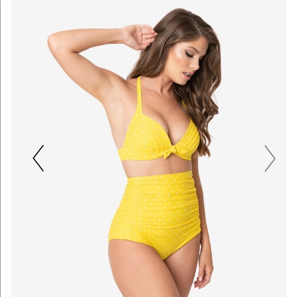 Unique Vintage Other - ☀️ NWT Unique Vintage Monroe yellow dot bikini